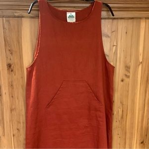Long Cotton Dress Deva Lifewear Burnt Orange Woman Vintage Cottagecore